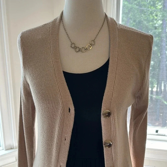 NWOT Gibsonlook Long Tan Ribbed Duster, Medium, Never Worn - Picture 2 of 6